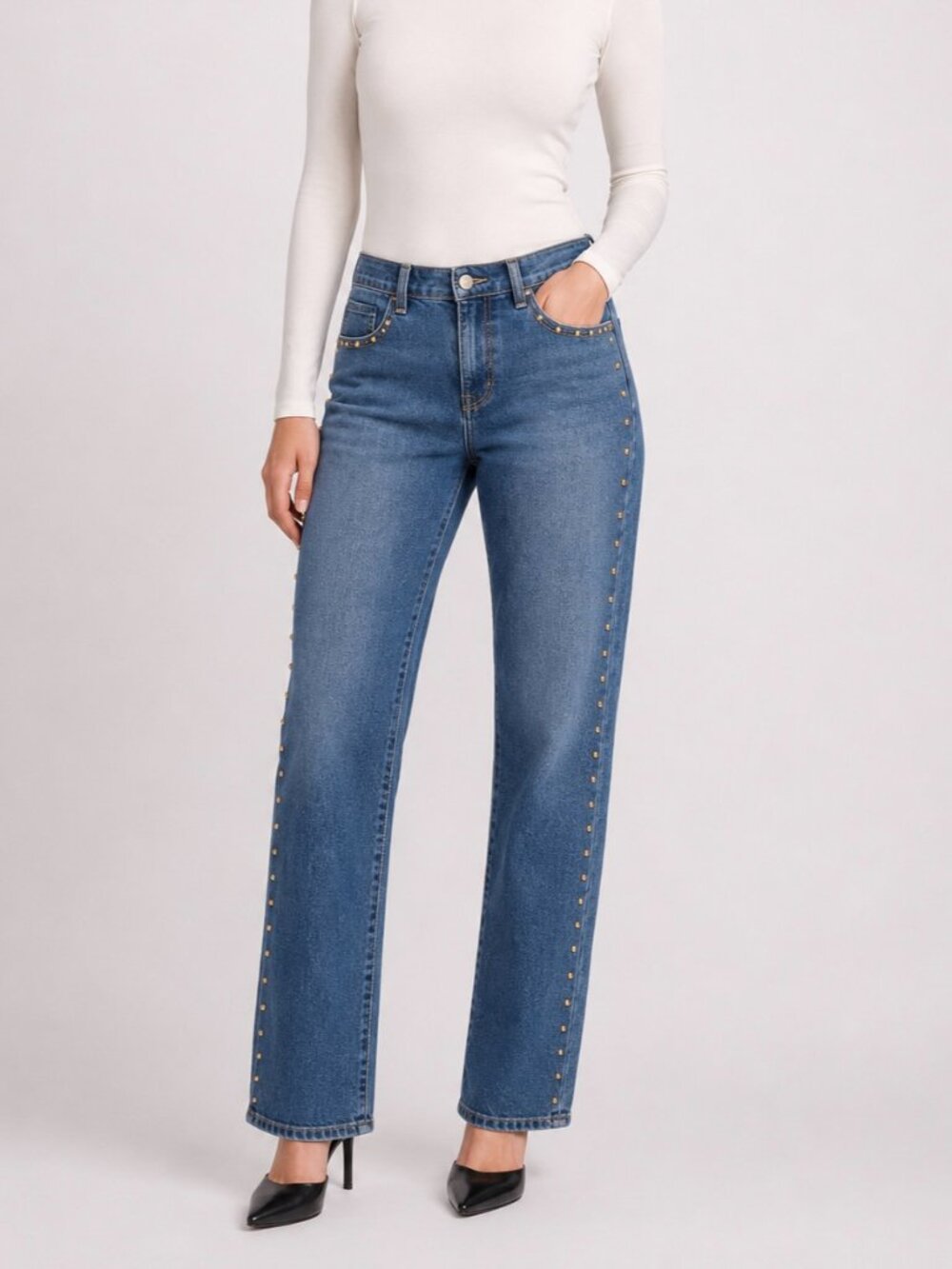 Express Embellished Studded Straight Leg Jeans NWT Size 12